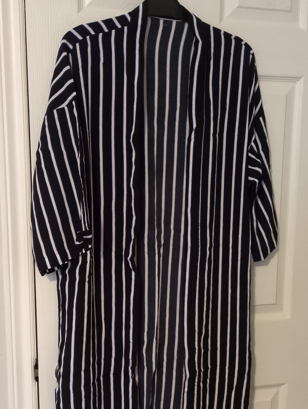 George Black and White Striped Open Cardigan